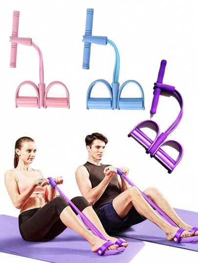 1pc Home Gym Resistance Bands, 4 Pcs Elastic Tube Ropes For Full Body Workout, Suitable For Strength Training, Core Exercises, Stretching, Suitable For Men And Women, For Office, Gym, Home Fitness