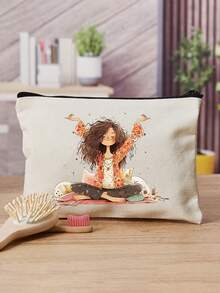 1个可爱女孩图案化妆包，大容量旅行洗漱包 - 母亲节礼物，独特收纳袋，化妆包，节日礼品袋 - 彩色 - 查看 13