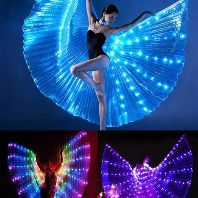 LED彩色发光翅膀服装套装，包含魔杖和披风，节日礼物，舞台装饰，假日装饰，房间装饰，家居装饰，主题派对装饰，圣诞节和情人节装饰