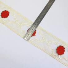 9.5cm Wide Lace Trim Ribbon, Delicate Cotton Embroidered Ribbon For Wedding/Bridal Decor, DIY Crafts Sewing, Home Decor, 2 Yards (Light Purple, Red) - Multicolor - View 2