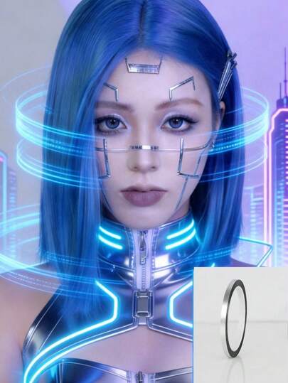 1 pieza Pegatina de línea metálica, decoración de maquillaje mecánico ciberpunk futurista, adecuada para actuaciones en el escenario, conciertos de música, apoyo a fans, uso diario/fiesta/sesión de fotos