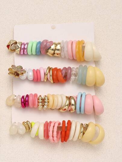 1-20对随机复古Y2K几何夸张时尚水滴字母耳环套装，盲盒组合，适合女性，母亲节、情人节、圣诞节、新年、日常佩戴