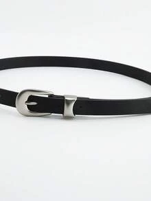 1条复古银色扣环休闲真皮腰带，简约风格，适合搭配牛仔裤 - 腰帶 - 查看 7