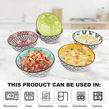Set Of 6 Ceramic Bowls 10 Oz, Bohemian Ceramic Bowl Set, Bohemian Style Small Vintage Bowl Gift, 4 Color Kitchen Cutlery Serving Bowl, Can Hold Cereal, Soups, Desserts, Snacks, Fruit, Salads; Microwave, Oven, Refrigerator And Dishwasher - Perfect For Dining And Gifts - 彩色 - 查看 10