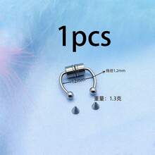 1 pieza Anillo de nariz en forma de herradura de acero de titanio, color oro rosa/plata/oro, sin necesidad de perforación, joyería de perforación corporal - Multicolor - Ver 9