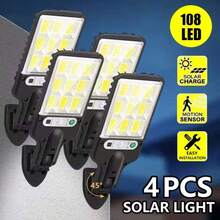 4pcs Solar Wall Lights, 320° Rotatable Emergency Lamps, 108 Solar LED Beads, 3 Modes, With Remote Control, Dusk To Dawn Motion Sensor LED Wall Lamps, Suitable For Outdoor Garden, Street, Porch, Patio, Fence, Deck And More, Solar Lighting And Decorative Lamps For Wedding, Party, Music Festival, Garden, House, Camping - Remote Control/Non-Remote Control Version Available - Black - View 2