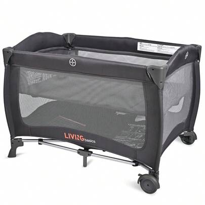 2-In-1 Foldable Baby Playard With Removable Bassinet, Lightweight Travel Baby Play Yard With Lockable Wheels And Carrying Bag, Portable Mesh Playpen For Indoor Home Use And Outdoor Adventures