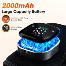 Hailicare 电动踝关节按摩器，3种振动模式，5档加热，24个LED红灯，液晶显示屏，USB充电式踝关节护具，缓解疼痛 - 黑色 - 查看 6