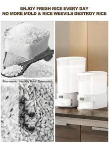 Clear Rice Dispenser, 22lbs Grain Container Storage With Lid, Measuring Cylinder, Rice Storage Container, Household Cereal Dispenser Bucket, Storing For Kitchen Cereal Dry Food, Kitchen Storage Helper, 11/22 Lbs Storage - Transparent - 查看 11