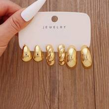 6-18件套时尚金属C形花朵不对称派对节日耳环套装，适合女性日常、节日、派对佩戴，轻盈CCB材质，女士时尚耳环套装 - 彩色 - 查看 3