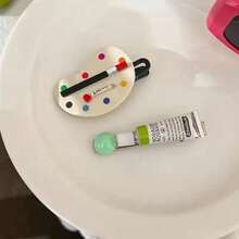 2pcs Cute Artificial Art Watercolor Pigment ,Mini Hair Claw Clips  Bb Clip Side Bangs Clip Headpiece Hairpin - 2 cái màu xanh lá cây - Xem 1