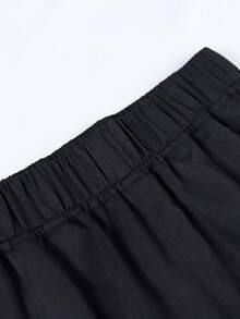 1 pièce Short décontracté ample avec poches pour garçons préadolescents, poches latérales, short cargo de sport, printemps/été/automne - Noir - Voir 8