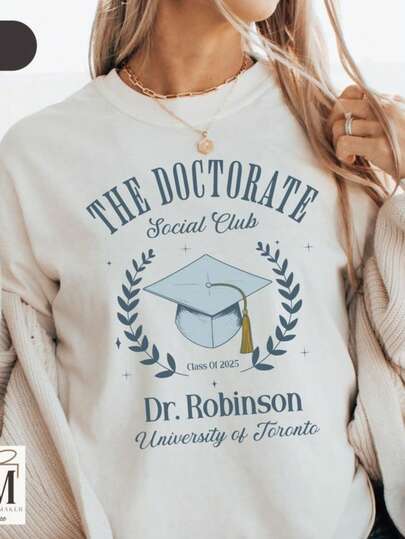 1pc Personalized Phd Graduation Shirt , Graduate Social Club  Tshirt, Doctorate Grad Gift, Gift For PHD Studentuate