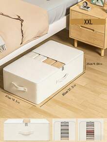 1pc Thick Foldable Storage Bag, Large Capacity Underbed Storage Bag, Utilize Wardrobe Space, Seasonal Clothes Storage Bag, Transparent Window For Easy Viewing, Waterproof & Dustproof Reinforced Handle, Suitable For Home & Dorm Organization - Beige - View 10