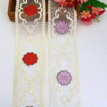 9.5cm Wide Lace Trim Ribbon, Delicate Cotton Embroidered Ribbon For Wedding/Bridal Decor, DIY Crafts Sewing, Home Decor, 2 Yards (Light Purple, Red) - Multicolor - View 6