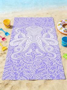 1 chiếc khăn tắm biển bằng sợi microfiber mềm mại, thấm hút tốt, in hình Mandala và bạch tuộc màu tím, thích hợp cho du lịch, kỳ nghỉ, thể thao ngoài trời, bơi lội và cắm trại, phụ kiện bãi biển mùa hè thiết yếu. - Mô hình D - Xem 7