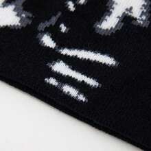 Street 1pc Ladies' Jacquard Knit Hat With Soul Pattern Suitable For Daily Wear Winter Fall - Black and White - View 2