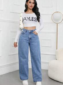 Two-Pack Of Mixed Blue And Black Wide-Leg Straight-Leg Pants With Zipper, For Everyday Use, Long Leg, And Streetwear. - View 4