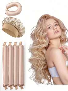 5pcs/Set, 4pcs/Set, 3pcs/Set No Heat Hair Curlers, Loose Waves, Silk Texture, Flexible - Multicolor - View 1