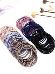 300pcs/Set Brown Tone Hair Scrunchies Combo, Includes Dark Blue, Light Pink, Gray, Brown And More Colors, Suitable For Girls, Women And Men, High Elasticity Design, Repeated Stretching Won't Deform, Secure Hair Styling. Suitable For Daily Commute, Sports, Fitness, Casual Gatherings To Easily Create Fashionable And Neat Hairstyles. ,Ponytail Holders ,Hair Elastics ,Hair Rubber Bands ,Hair Rope ,Elastic Hair Tie Elastic Band - 多色-1 - 查看 3