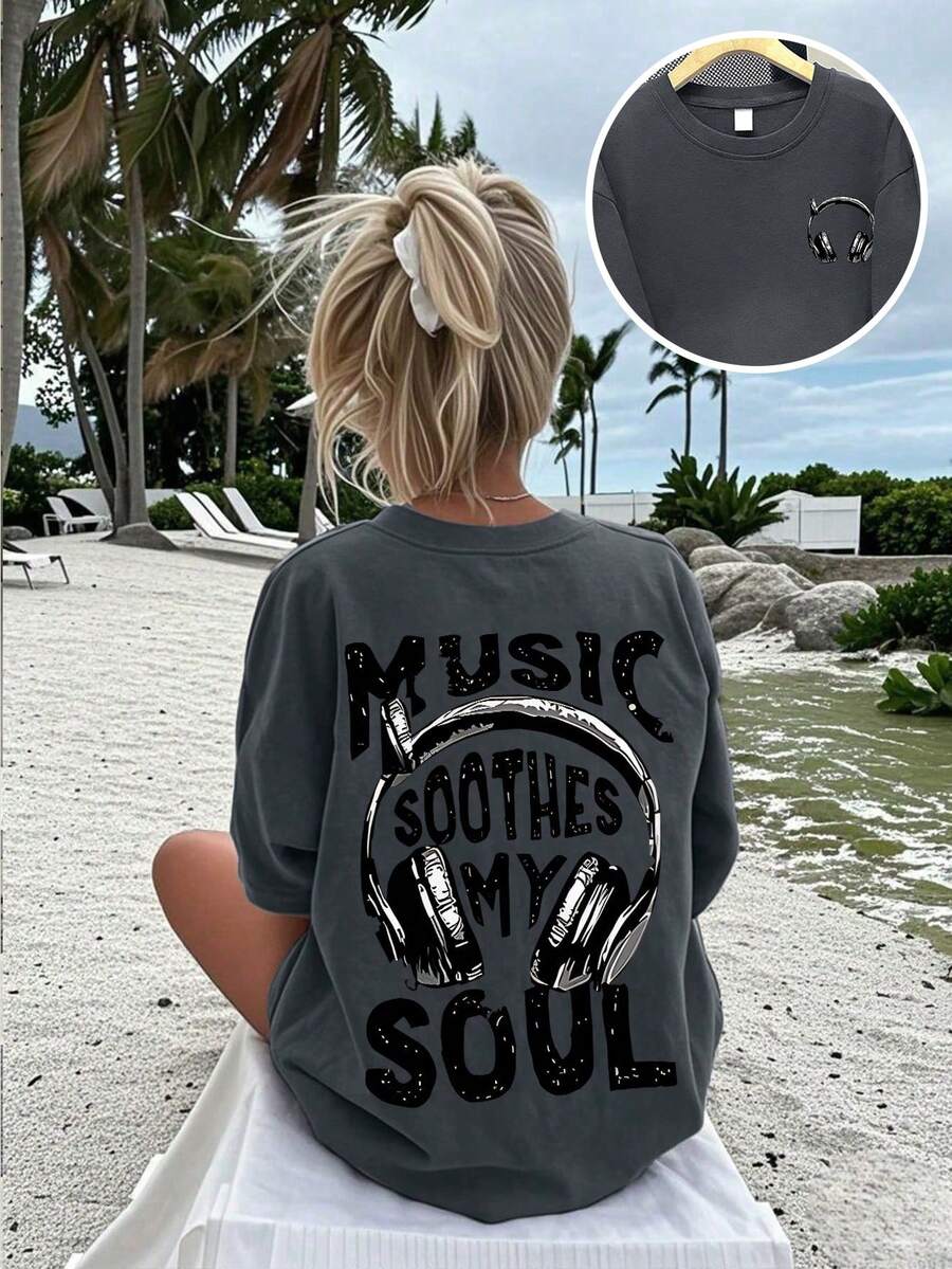 Áo thun ngắn tay cổ tròn cho bé gái, kiểu dáng thoải mái, thích hợp mặc mùa hè, có thể dùng đi học/chơi thể thao/hoạt động ngoài trời, áo mùa hè đa năng. - Màu xám đen - Xem 1