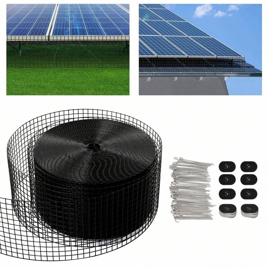 SanBouSi Pigeon Bird Proofing Clips Net 6" 100ft Solar Panel Bird Wire Mesh Guard Kit - Black - View 1