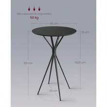 VASAGLE Bar Table Round Cocktail High Parte Superior Pub Bistro Mesa para Fiesta de acontecimientos Cocina Comida Bar en el hogar Negro Marco de Metal Resistente - Tinta negra negra mate - Ver 3