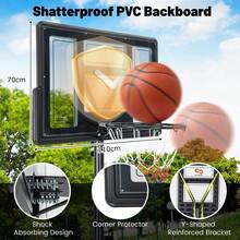 COSTWAY Portable Basketball Hoop, 11-Level 4.4FT-7.5FT Adjustable Basketball Hoops & Goals System W/ Build-In Wheels, 44 Inch Shatterproof Backboard, Indoor & Outdoor Basketball Hoop For Basketball Gym, Backyard, Black - A - View 4
