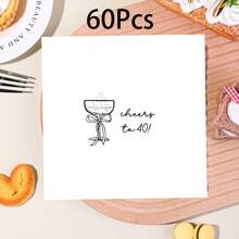 20 Stück/40 Stück/60 Stück, Prost auf 40 Jahre Servietten, 40. Geburtstag Cocktail Servietten, Champagner Schleife Geburtstag Cocktail Party Cocktail, Mittagsservietten mit Schleife und Weindesign, perfekt für festliche Anlässe - Verschiedenfarbig - Übersicht 7