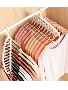1pc Multifunctional Clothes Hanger, Foldable Clothes Rack Organizer, Multipurpose Non-Slip Plastic Portable Hanging Wardrobe Storage System, Non-Slip Folding Drying Rack With 11 Holes, Suitable For Dorm And Home Use, Bedroom, Storage Rack, Home Organization - Multicolor - View 8