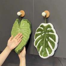 2 piezas Toallas de cocina/baño con forma de hoja, con diseño de gancho colgante, hechas de material absorbente. Adecuado para baño, comedor y cocina. Regalo ideal para amigos, familiares o parejas en ocasiones como Halloween y Navidad. - Multicolor - Ver 7