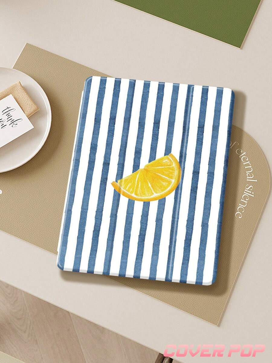 Stripes And Lemons Tablet Protective Case,Compatible With 9.7/10.2/10.5/10.9/12.9/Pro 11, 10th Gen,Compatible With Samsung Galaxy Tab S6 Lite 10.4 Inch,Compatible With Kindle Paperwhite 12th Gen 2024,Kindle (11th Generation) 2022 Release,Soft Anti-Fall Protection,Smart Stand/Automatic Wake Up/Sleep,An Excellent Festival Gift. - Multicolor - View 1
