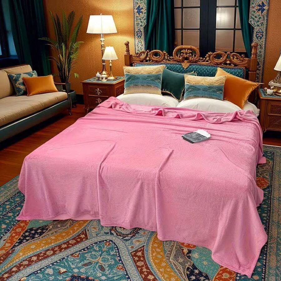Microfiber Blanket For Standard Double Bed, Soft, Warm, Premium Winter Style - Màu hồng gỉ - Xem 1