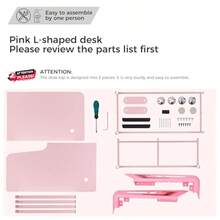 Eureka Ergonomic Gaming Desk Pink60 Inch Pink L Shaped Gaming Desk with Free Mouse Pad Gaming Table Pink for Girls Home Office Wood and Metal Space-Saving Computer Desk Easy to Assemble Pink - ROSA - Ver 6