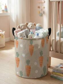 1 pieza/2 piezas Cesta de almacenamiento plegable de gran capacidad con asa y estampado de patrones de animales, cesta de almacenamiento multiusos para guardería, pañales de bebé, ropa, juguetes, organizador, caja de almacenamiento plegable - Multicolor - Ver 13