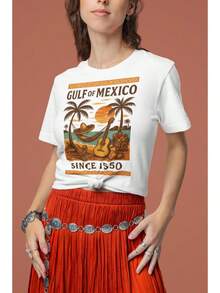 1 Camiseta Mexicana para Mujer, Camiseta del Golfo de México |   Golfo De MéXico 1550 Vintage Tee |   Forever Gulf Ropa | Camiseta suave unisex Bella Canvas, tallas XS a 5XL, 180G, cómoda para la familia, camiseta moderna estilo Y2K, lavable a máquina, camiseta de textura suave, un bonito regalo para mujeres, camiseta de cuello redondo, 180G, cómoda para la familia, camiseta moderna estilo Y2K, lavable a máquina, camiseta de textura suave, un bonito regalo para mujeres, camiseta de cuello redondo. - Blanco - Ver 1