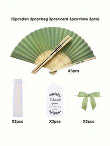 1/4/12/20/40件客製化女性摺疊手扇，清新風格，夏季婚禮裝飾，附蝴蝶結感謝卡與網袋，新娘伴手禮，生日派對，伴娘道具，聖誕禮物，情人節禮物，婚禮賓客禮物，獨特禮物 - 彩色 - 查看 11