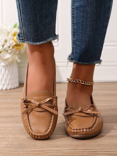 2026 Spring New Women's Loafers, Korean Version Bowknot Decor, Anti-Slip Soft Bottom Breathable Comfortable Nurse Shoes