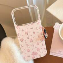 花朵图案 1 件装 白色树脂闪光花卉春季防碎保护壳 兼容 17/17 Pro、13/14、11，艺术、时尚、少女、创意、简约、奢华 - 粉色 - 查看 9