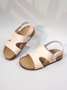 A Pair Of Girls' Lightweight Flat Bottomed Back Strap Summer Beach Sandals - Beige - View 7