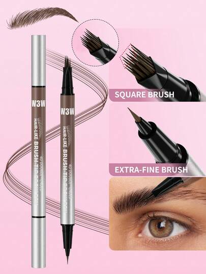 W3W Lápiz de cejas y delineador 2 en 1, lápiz de cejas natural resistente al agua y al sudor de larga duración y construcción gradual, con cepillo para cejas, para mujeres