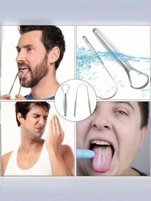 3件/2件套不锈钢舌刮器，用于去除舌苔、减少口臭，口腔卫生工具，易于使用的口腔清洁套装 - 銀色 - 查看 4