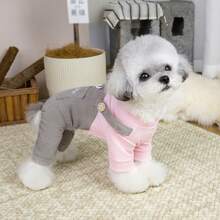 宠物服装，狗狗服饰，猫咪四脚套，春夏新款，四脚围兜裤，刺绣款 - 鏽棕色 - 查看 9