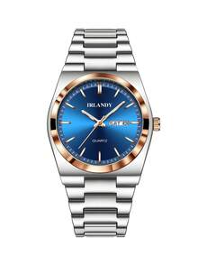 BERGCOZ Men's Casual Fashion Quartz Round Watch, Suitable For Daily Wear, Birthday Gift, Party, Holiday Gathering, Also An Ideal Gift For Yourself Or Friends. No Packaging Included. - V301-rose Blue - View 7