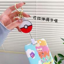 Anime Card Holder With Keychain Character ID Badge Holder Cartoon Poke Ball Keyring - Multicolor - View 4