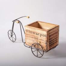 1 pieza Soporte de maceta de triciclo de madera rústica vintage - Soporte de maceta de bicicleta de hierro encantador con soporte de vela estilo jaula de pájaros, adecuado para decoración del hogar y la oficina, exhibición de jardín interior/exterior y regalo único para fiestas, soporte de planta montado en la pared (plantas no incluidas) - A - Ver 6