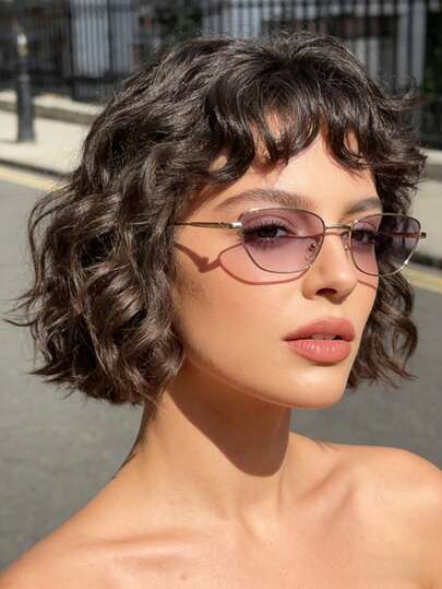 1 pieza de gafas de moda con montura de metal de aleación, estilo de gato dorado con degradado rosa, estilo Y2K, accesorios de viaje y vacaciones, selección de temporada, , adecuadas para looks de fiesta, verano, vuelta al cole, fiestas en la playa, estilo callejero, selfies, vacaciones.