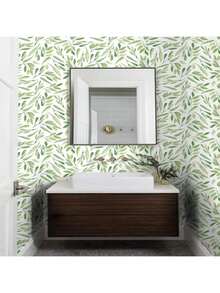 1 Cuộn Giấy Dán Tường Vinyl Họa Tiết Lá Liễu, Dễ Xé Và Dán, Giấy Dán Tường Tự Dính Có Thể Tháo Gỡ, Thích Hợp Cho Phòng Khách, Phòng Ngủ, Đồ Nội Thất, Phòng Tắm, Bàn Làm Việc, Tủ, Trang Trí Nhà Cửa, Giấy Dán Tường Tự Tháo Gỡ, Kích Thước 17.3inX39.3in/118.1in/196.8in - lá cây - Xem 14