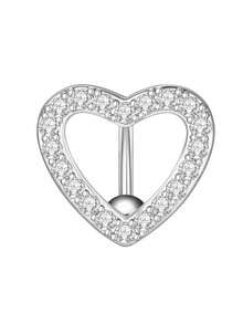 1个不锈钢空心心形锆石肚脐环 - 金黃色 - 查看 2