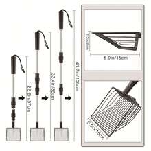 1pc Adjustable Length (22-42 Inches) Chicken Manure Shovel, 3-In-1 Cat Litter Scoop/Chicken Manure Shovel, Easy-To-Clean Metal Cat Litter Scoop/Pooper Scooper, Suitable For Cat House/ Cleaning - Black - View 9